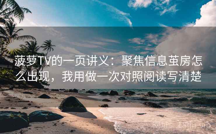 菠萝TV的一页讲义：聚焦信息茧房怎么出现，我用做一次对照阅读写清楚